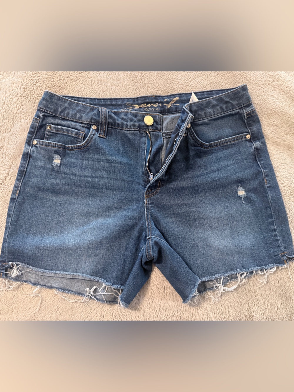 Seven7 Women's Size 10 Denim Shorts | Distressed Cut-Off Raw Hem